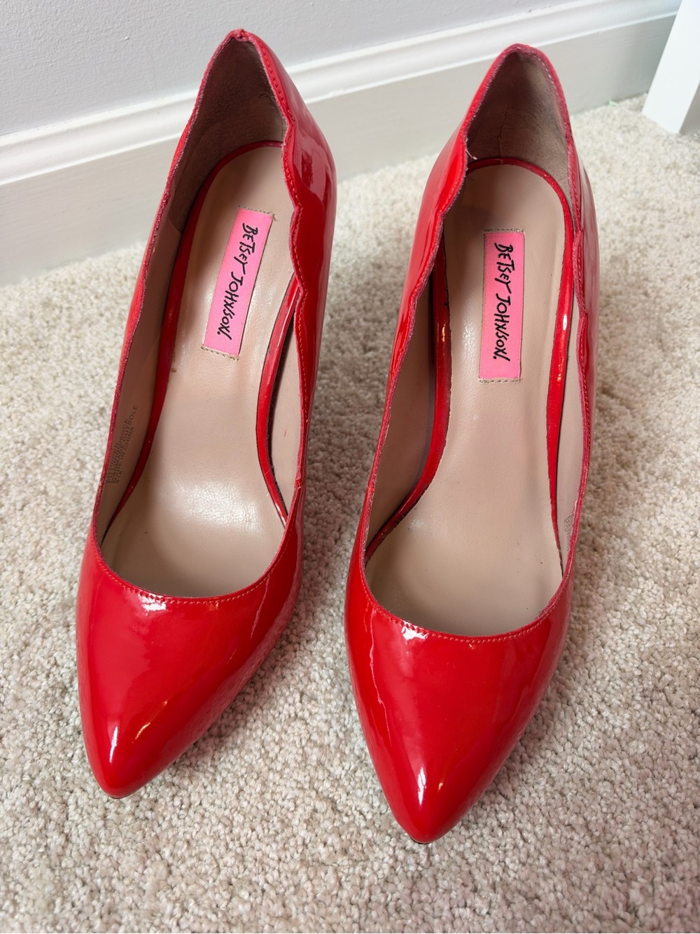 Betsey Johnson Red Patent Pointed Toe Pumps - Classic Women's Heels